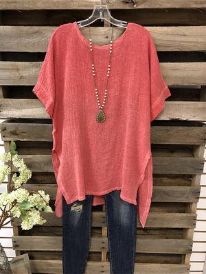Bestdealfriday Solid Cotton Casual Short Sleeve Shirts Tops 8589622