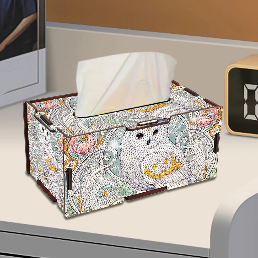 Wooden Diamond Painting Tissue Box for Home and Office Decoration (ZJH019)