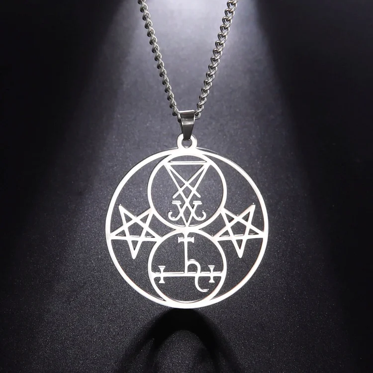 Men's Necklace Demon Side of Lucifer Lilith Satanic Necklace Seal Sigil Symbol of Choronzon Pendant Satan Pentagram Jewelry