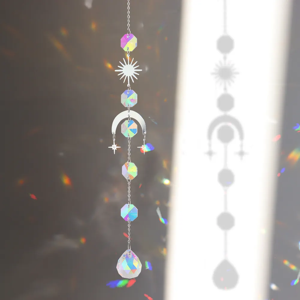 Wind Chime Crystal Catcher Hanging Ornaments Moon Prisms Home Room Pendant