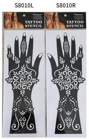 1pair 2pcs hand sleeve temporary tattoo stencil henna lace mandala tattoo template spray paint templates sheets lotus flowers
