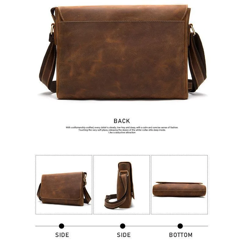 Classic Vintage Crossbody Bags Plain Leather Shoulder Bags