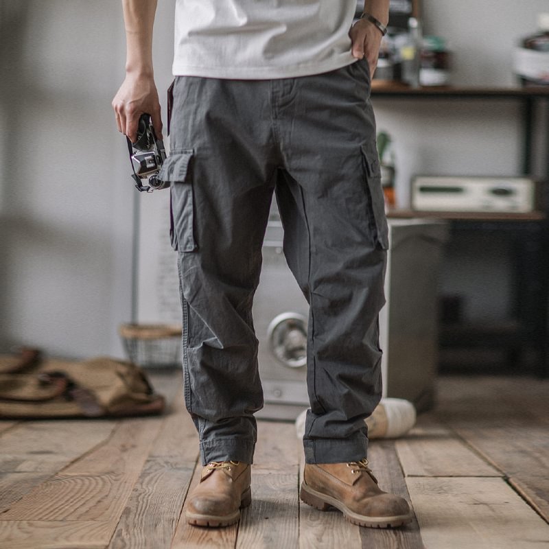 Vintage Distressed Multi-pocket Cargo Casual Pants