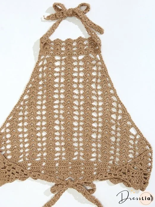 Tie Back Crochet Halter Cover Up Top
