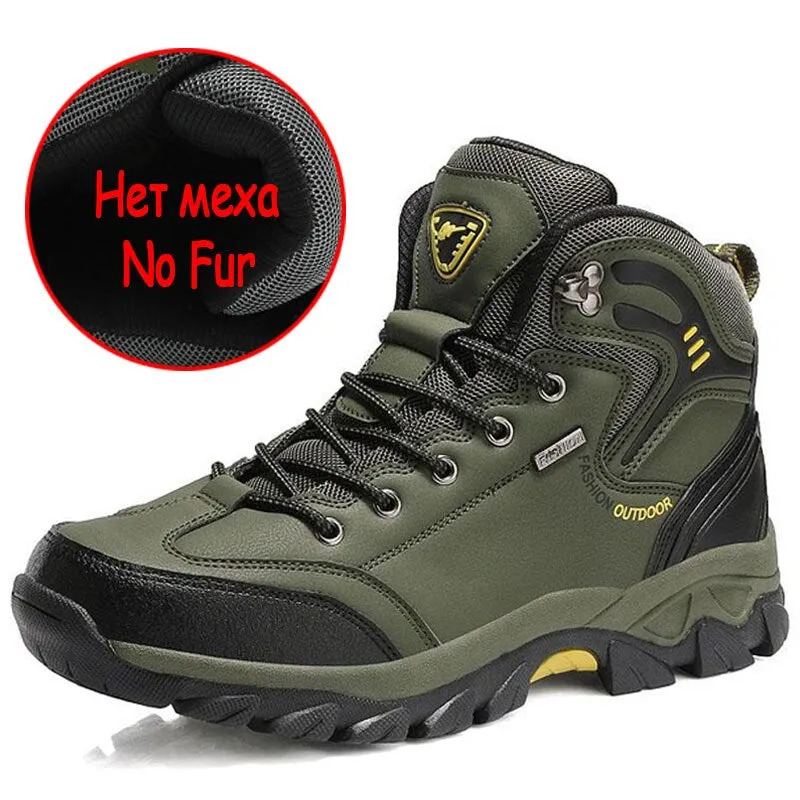 Classic Men's Boots Winter Men Shoes Thicken Plush Men's Sneakers Outdoor Waterproof Men Hiking Boots Fur Warm Zapatos De Hombre