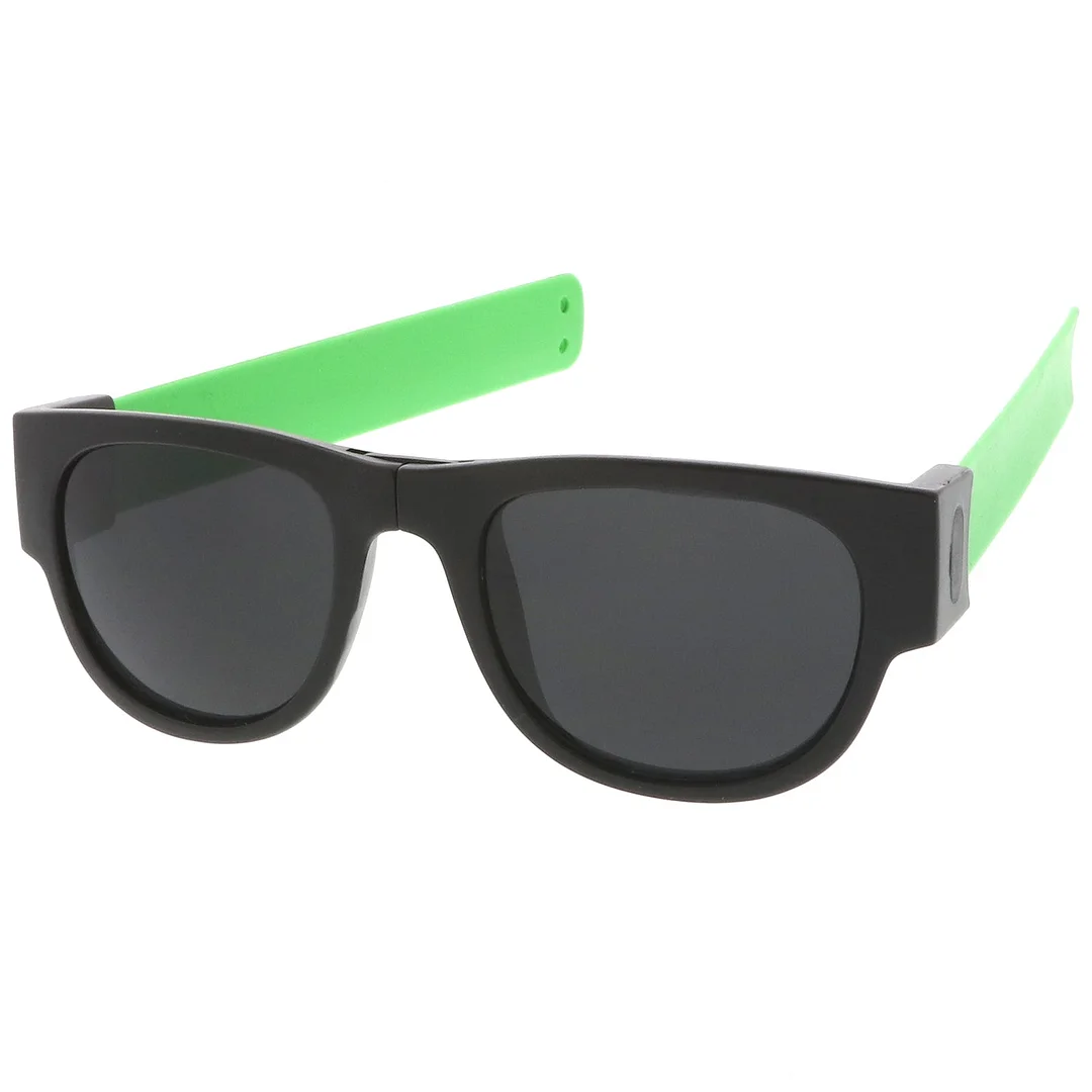 Portable Rubber Snap Arms Square Lens Foldable Horn Rimmed glasses 53mm