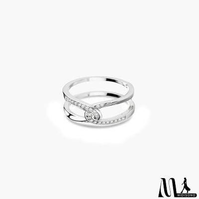 MidiSono - Twisted Inlaid Zircon Double-layered Ring