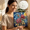 DIY Pearl Painting Red Roses for Home Decor with Frame(25x25cm)