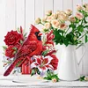 (US Only)2D Flat Print Flower Cardinal DIY Double-Sided Desktop Diamond Art Kits