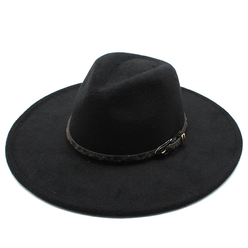 New Autumn And Winter Wool 9.5cm Big Brim Jazz Hat Men’s And Women’s Heart Top Chain Hat Felt Hat