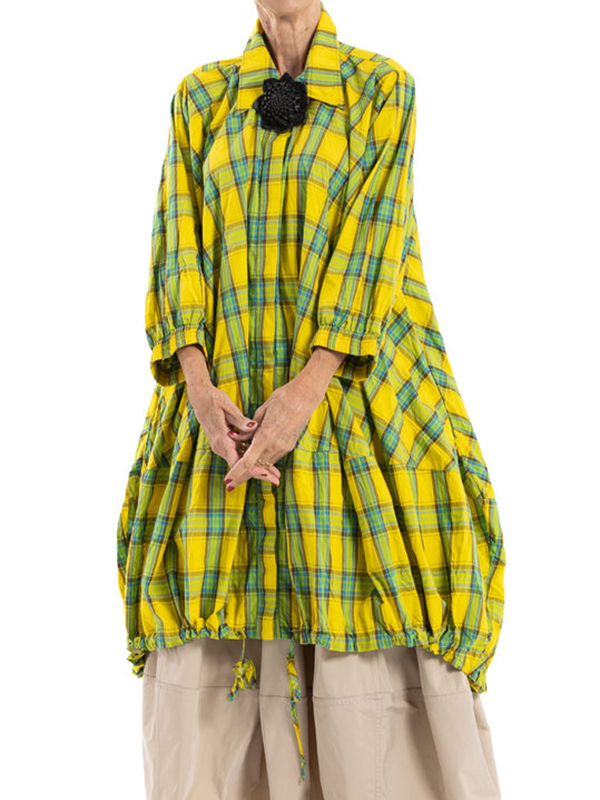 Loose Striped Bell-shaped Sleeve Drawstring Hemline Blouses