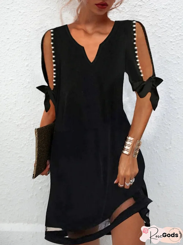 Casual Short Sleeve V Neck Dress