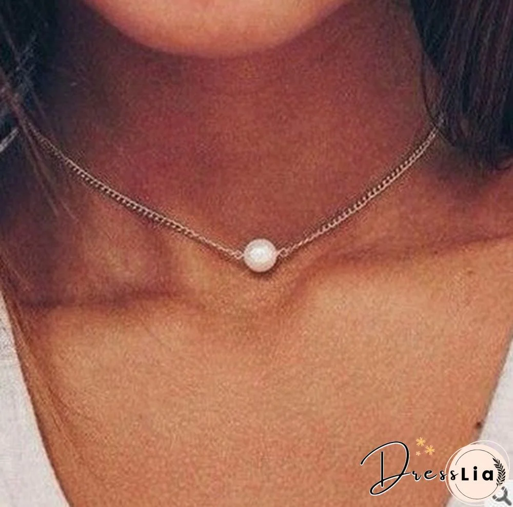 Silver Diamond Pendant Necklace Layered Long Necklace Pearl Choker