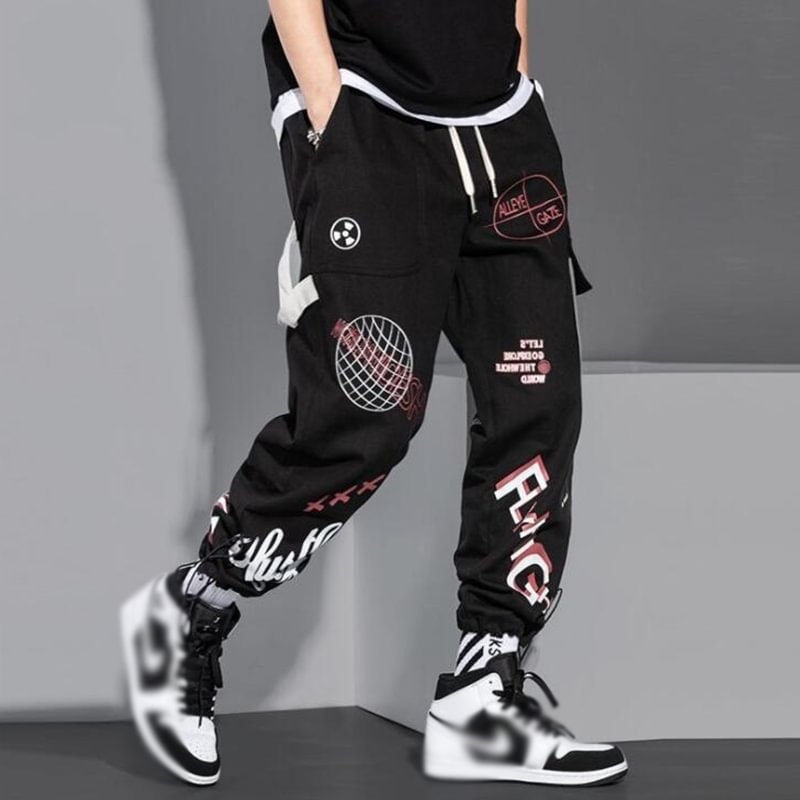 Letter Graffiti Loose Functional Wind Overalls Men