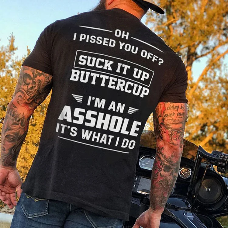 Mens Casual Letter Printed Short Sleeve Funny Offensive T-Shirt