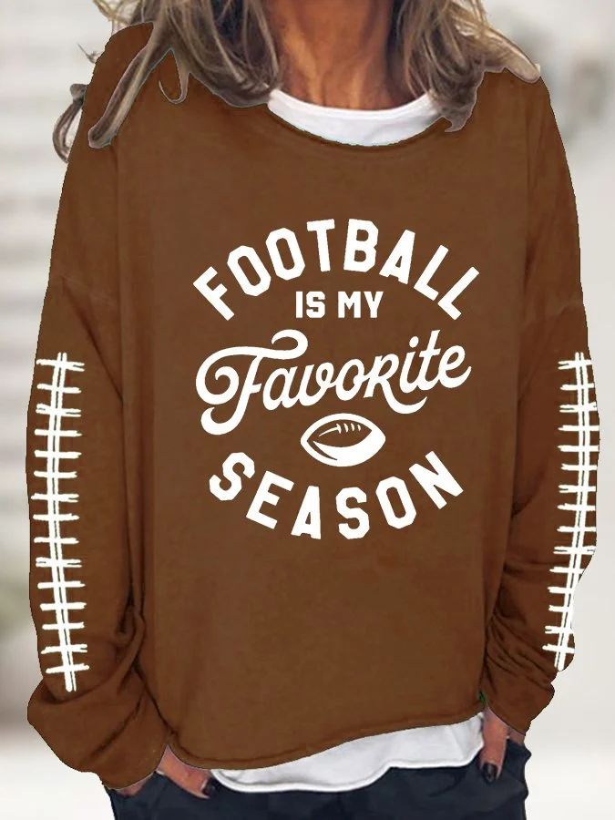Football is My Favorite Season Print Casual Sweatshirt