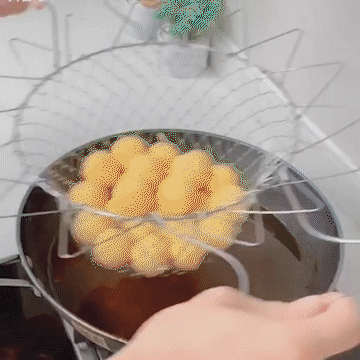 Foldable Steam Rinse & Stainless Steel Folding Frying Basket