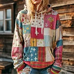 Women's Vintage Flower Cross Art Long Sleeve Hoodie - Image 2
