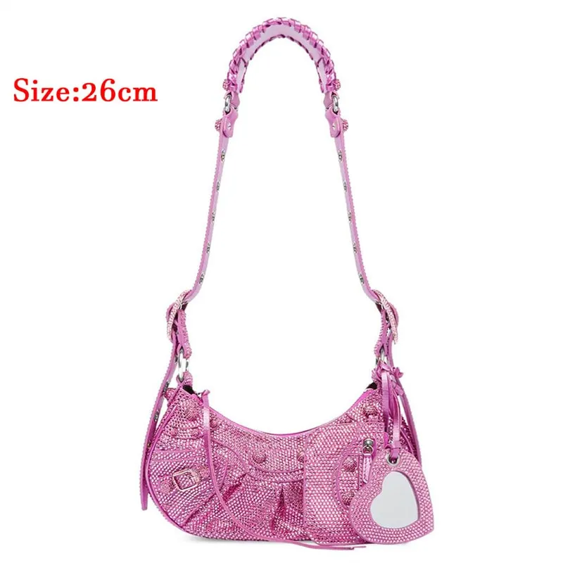 Bag New 2023 Black Gothic White Fashion Black Pink Rivets Crossbody Shoulder Bags Purse Women Underarm Bags  Motorcycle Bag