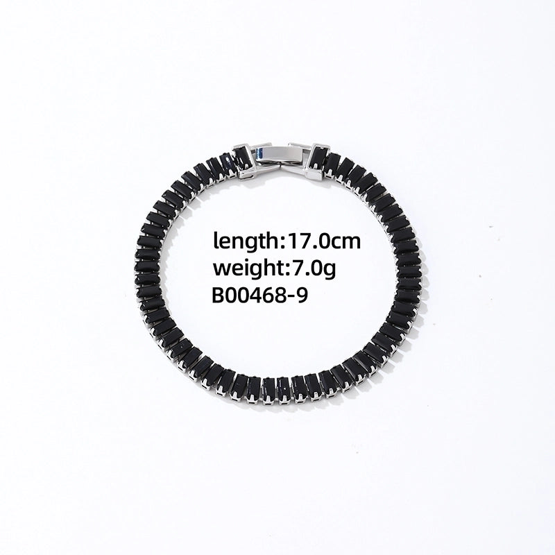 Copper K Gold Plated Rhodium Plated Shiny Plating Inlay Rectangle Zircon Bracelets