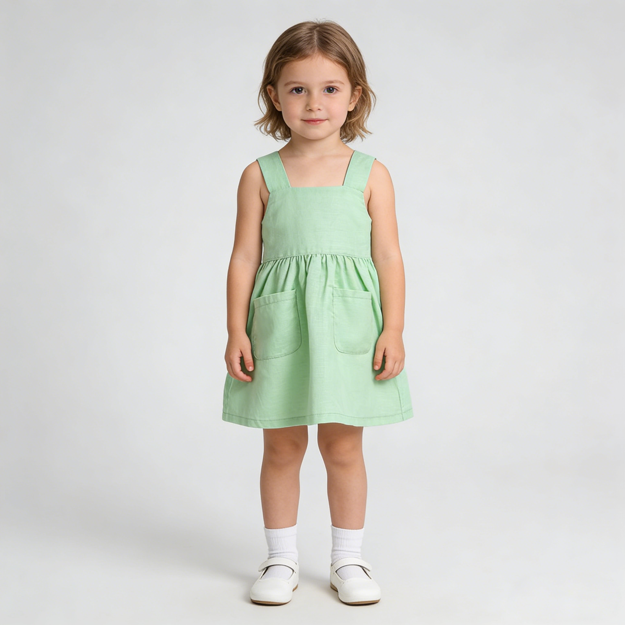 Charming Pocketed Linen Girls' Dress REAL SILK LIFE