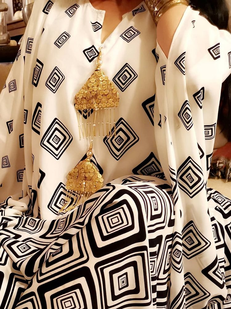 Plaid Long Sleeve Elegant Kaftan
