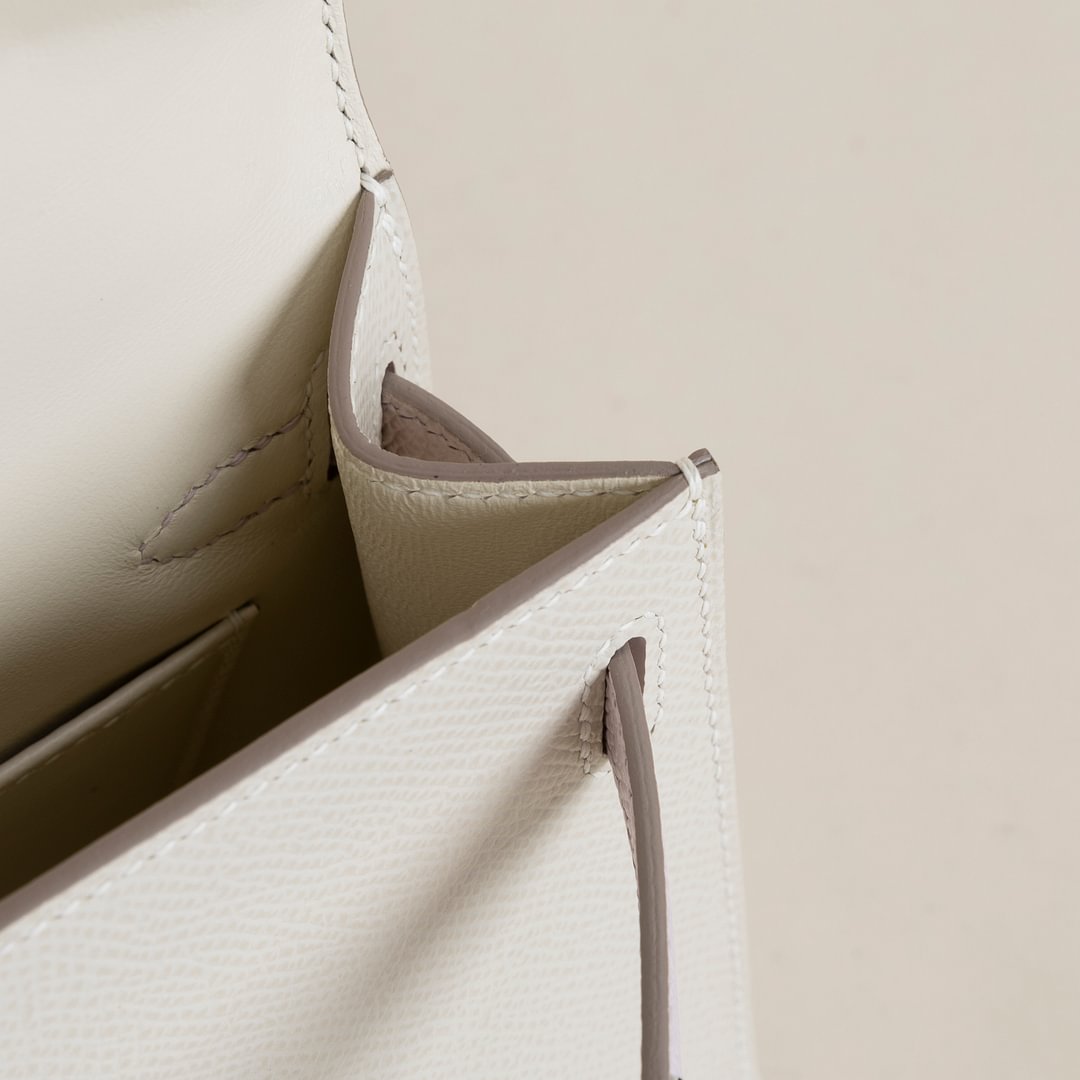 Mini Kelly II Epsom 10 Craie/ 37 Gold/ 09 Mauve pale PHW