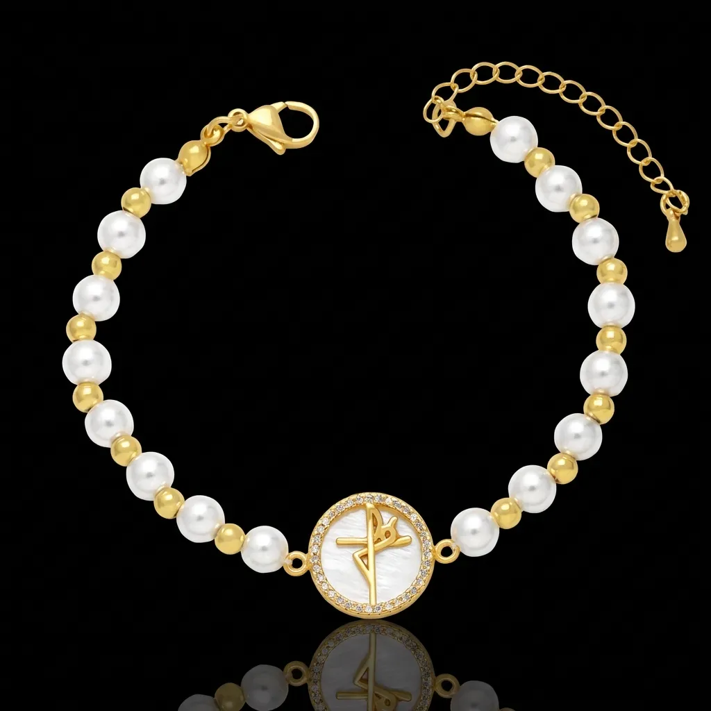 JiStones Luminous White Shell & Gold Talisman Bracelet - Evil Eye & Tree of Life Edition Protective Evil Eye