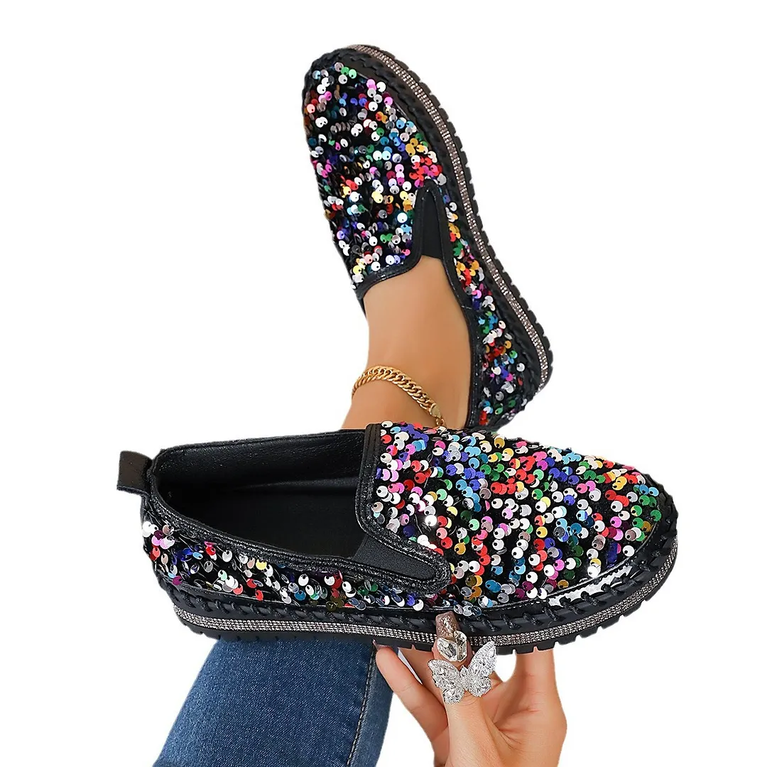 Yyvonne Large-Size Women's Singles Spring New Round Head Flat-Bottomed Sleek Coloring Casual Single Shoes Women