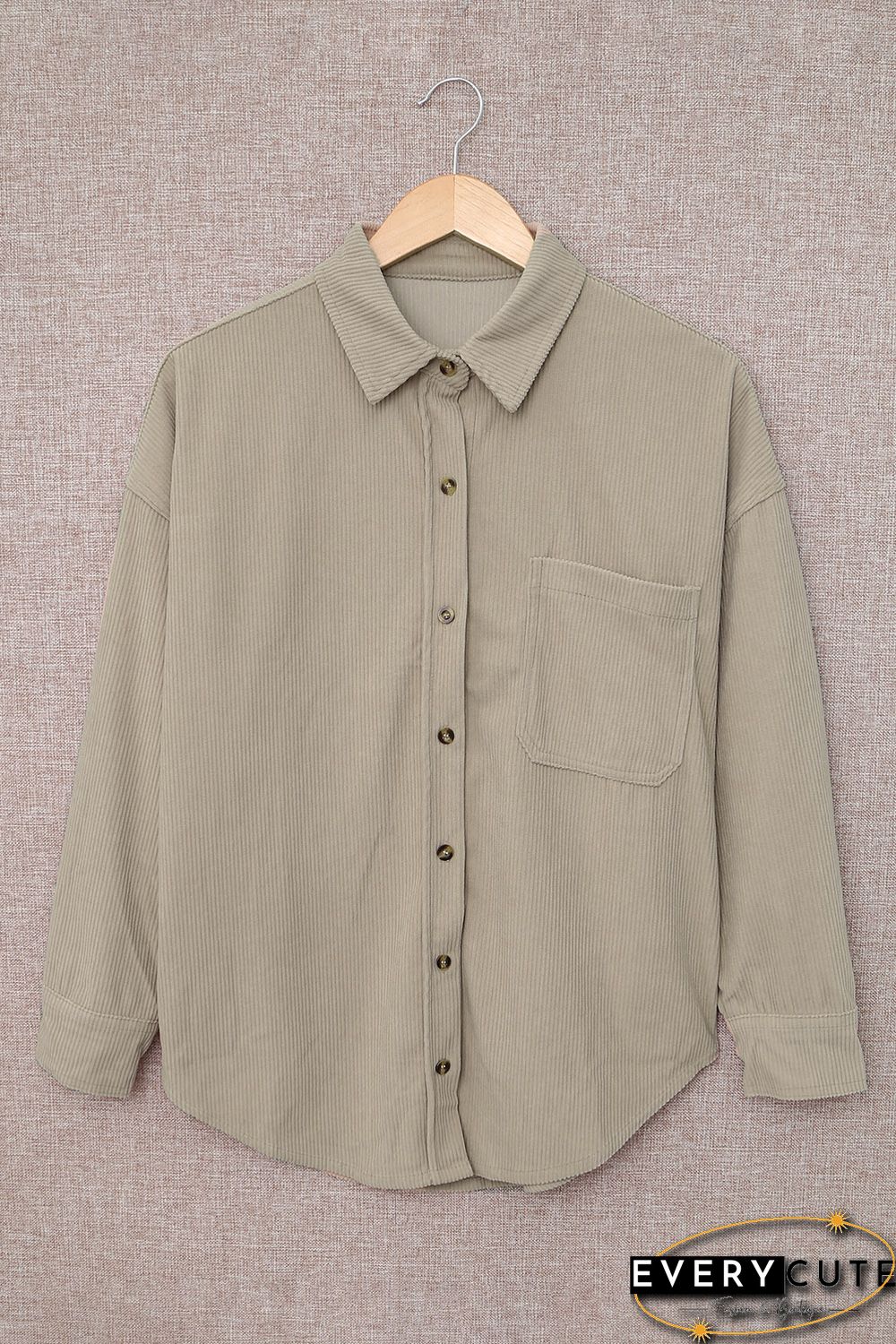 Khaki Corduroy Button Pocket Shirt