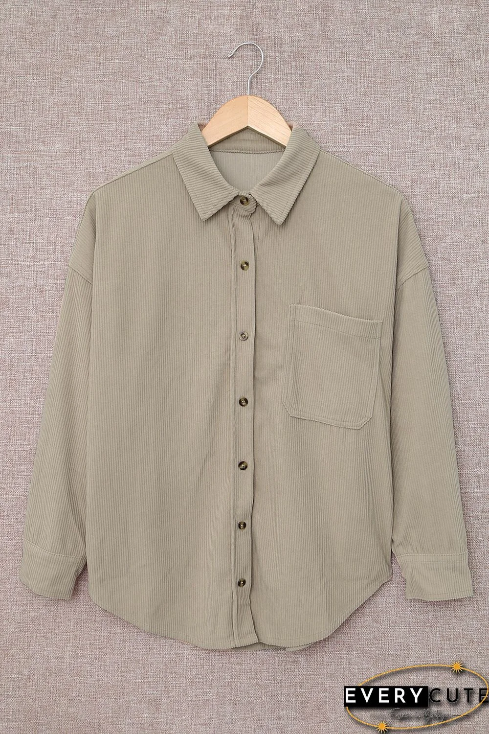 Khaki Corduroy Button Pocket Shirt
