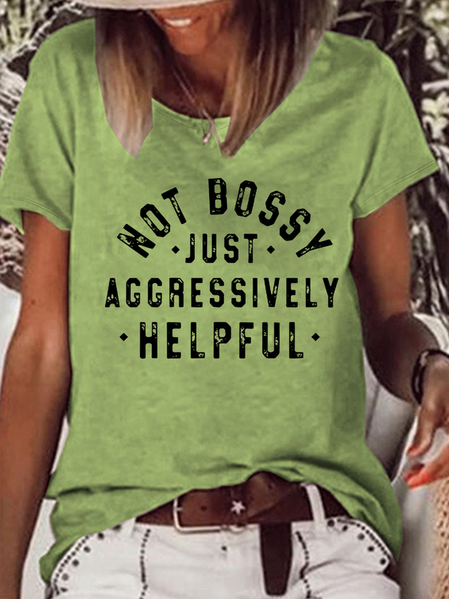 Women's Not Bossy Just Aggressively Helpful Cotton-Blend Casual Crew Neck T-Shirt socialshop