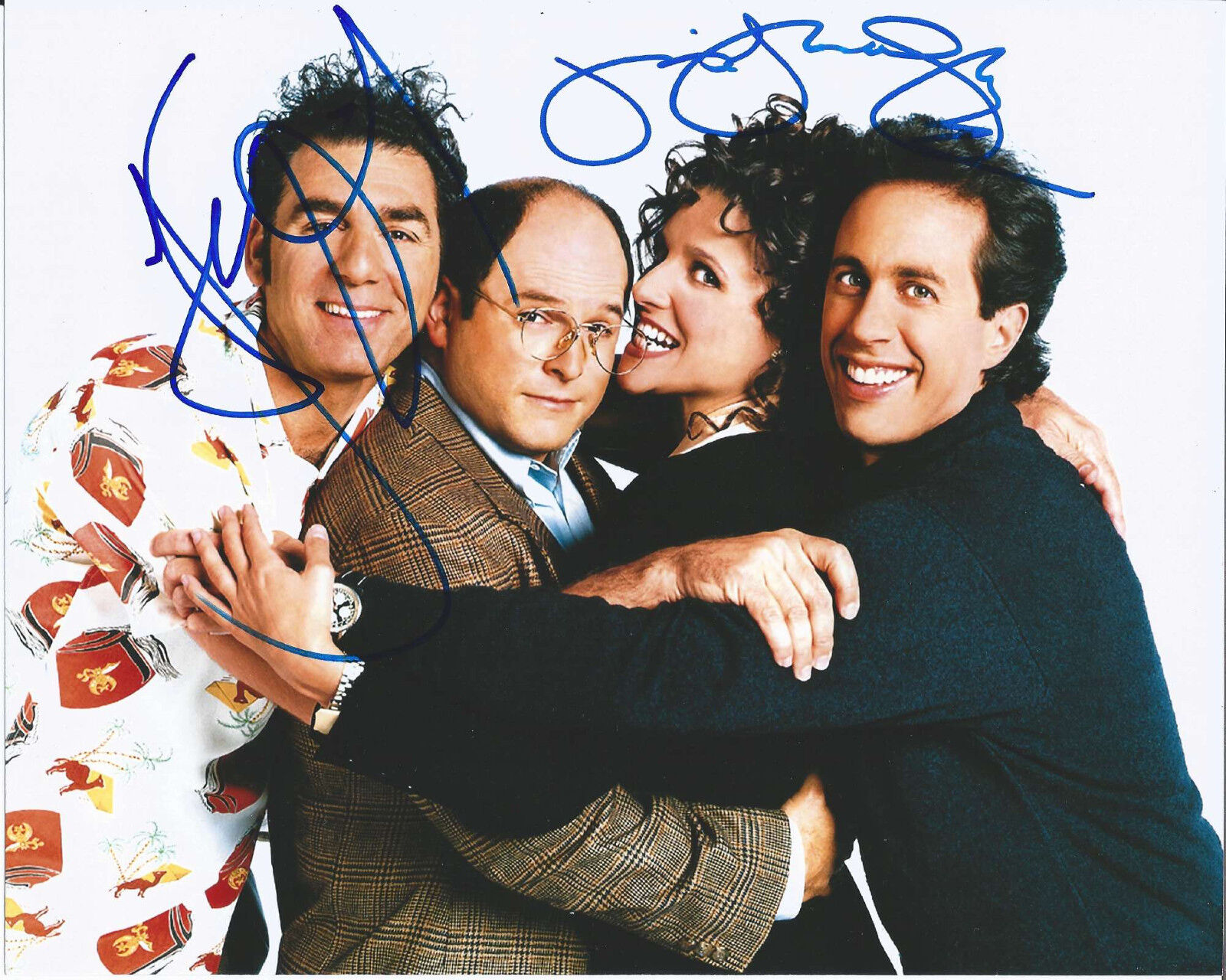 JULIA LOUIS-DREYFUS & JERRY SEINFELD DUAL HAND SIGNED CAST 8X10 Photo Poster painting C w/COA