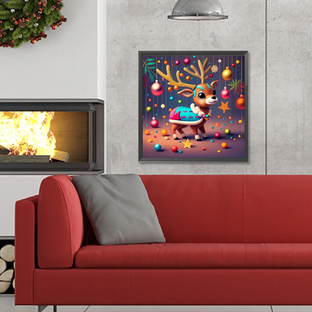 Diamond Painting - Full Round Drill - Xmas Reindeer(Canvas|30*30cm)