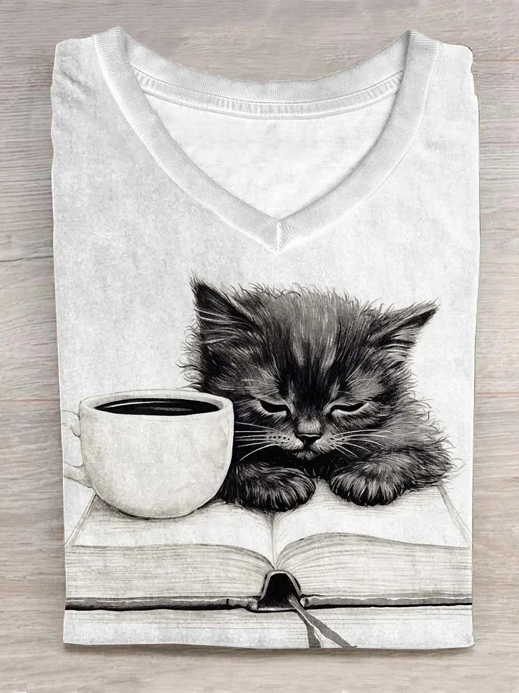 Funny Cat Animal Art Print Casual T-shirt