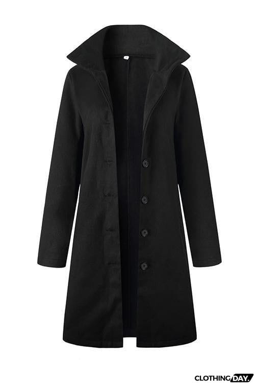 Button Stand Collar Coat