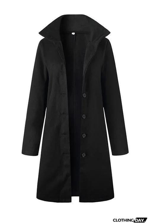Button Stand Collar Coat