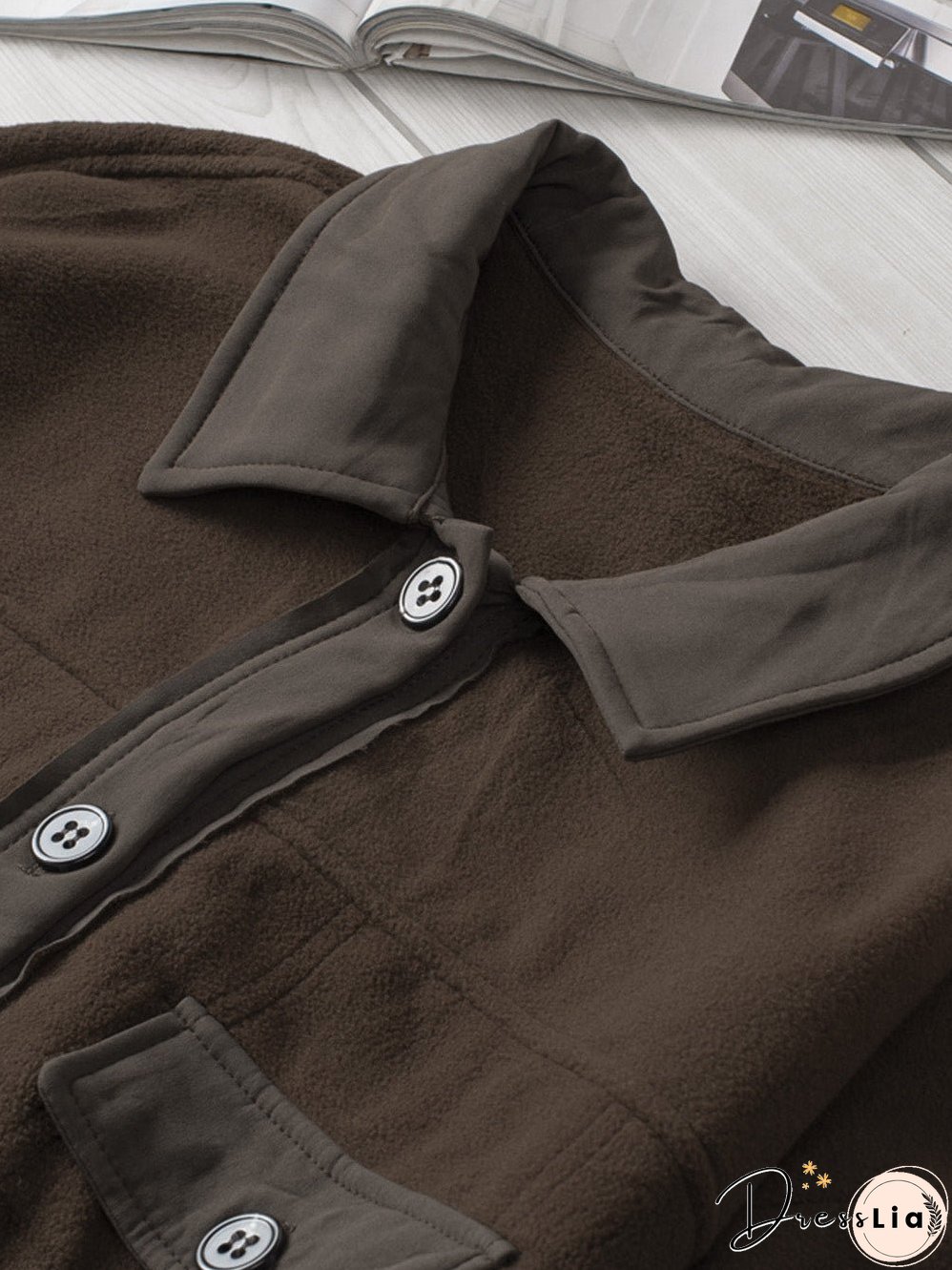 Brown Plush Fleece Button-Up