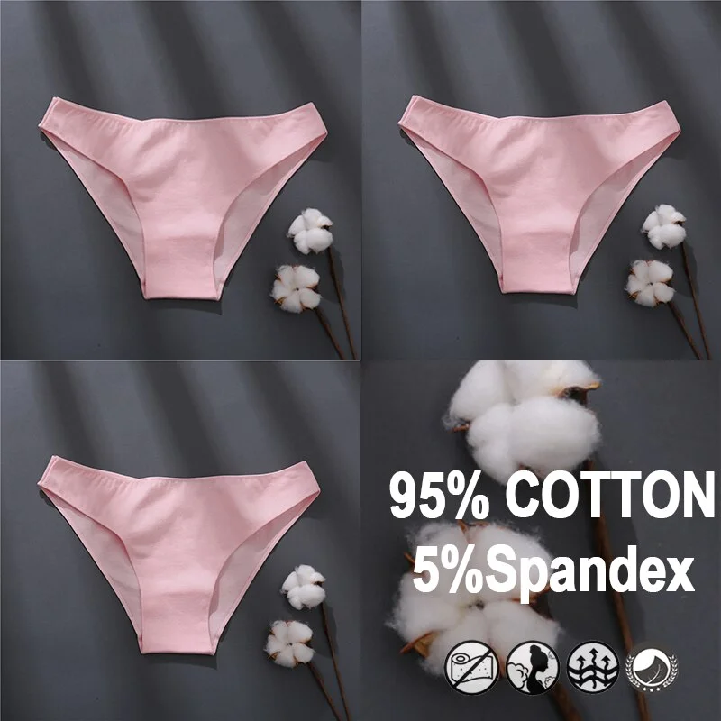 Billionm Women Sexy Cotton Panties Solid Color Underwear Simple Style Briefs Low Waist Breathable Panties Female Soft Intimates Lingerie