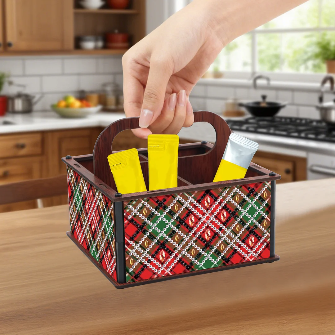 DIY Pattern Wooden Diamond Painting Handheld Storage Box Kit Tabletop Art Decor