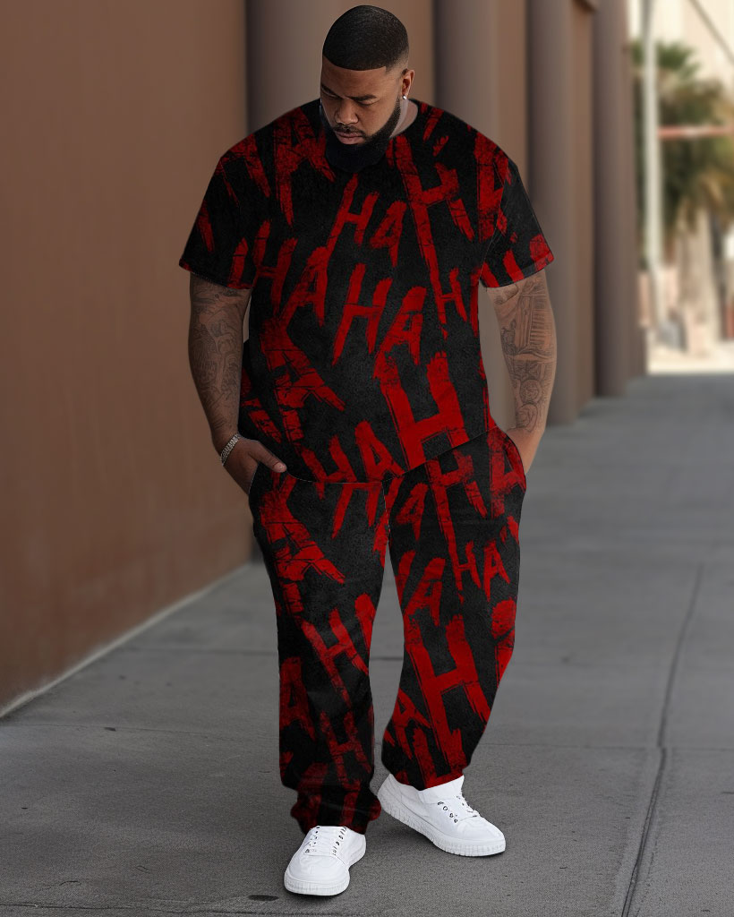 Big Men's HA Bloody Print T-Shirt Trousers Set