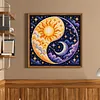 Stamped Cross Stitch Kit for Adults Celestial Sun Moon Wall Art 11CT tapestrymarket