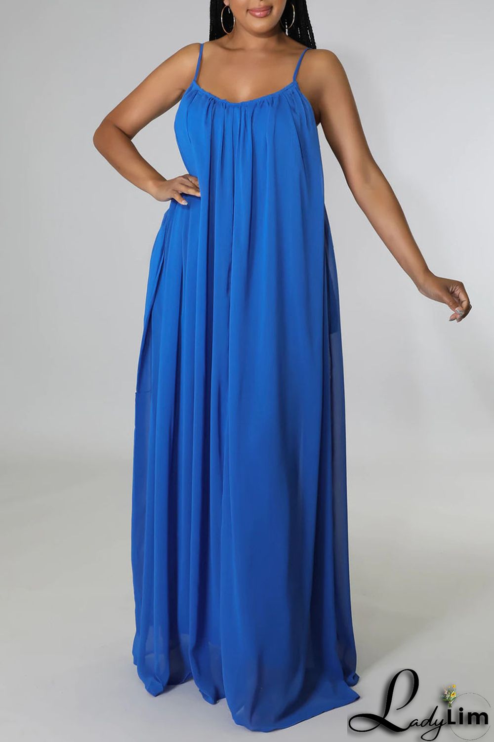 Orange Red Casual Solid Split Joint Backless Spaghetti Strap Sling Dress Dresses