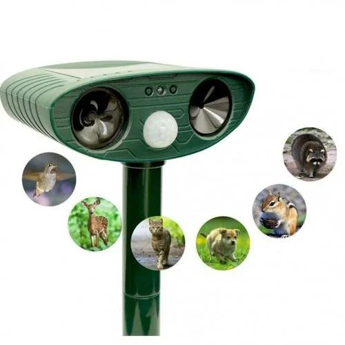 Solar Ultrasonic Animal Repeller Deterrent Deer Squirrel Chipmunk Snake Woodpecker Skunk Earwig Beetle Raccoon Cat Repellent