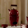 Household Kung Fu Tea Boiler Chinese Retro Pottery Ochre Dream Red Zhu Three-legged Small Wind Stove Electric Ceramic Stove Around the Stove Boil Teapot