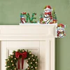 (US Local)Wooden Christmas Snowman Diamond Painting Door Topper Decor for Party Ornament