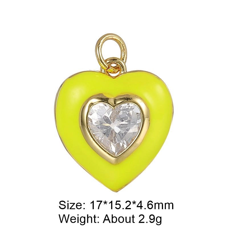 1 Piece 29 * 16mm Copper Artificial Gemstones Heart Shape Jewelry Accessories Pendant Chain