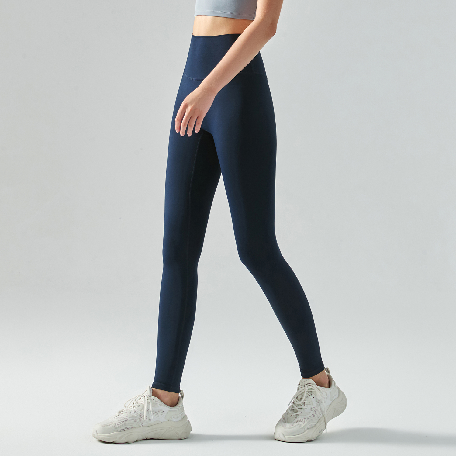 Different types of no camel toe slim fit wide waist bubble peach super stretch tummy control non see through nylon gym yoga pants online shopping on Hergymclothing True Navy
