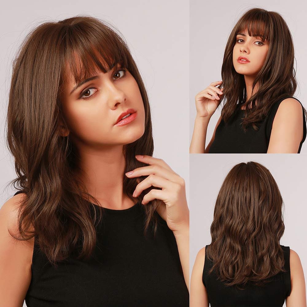 Ombre brown Long Layered Curly Women's Wig-elleschic