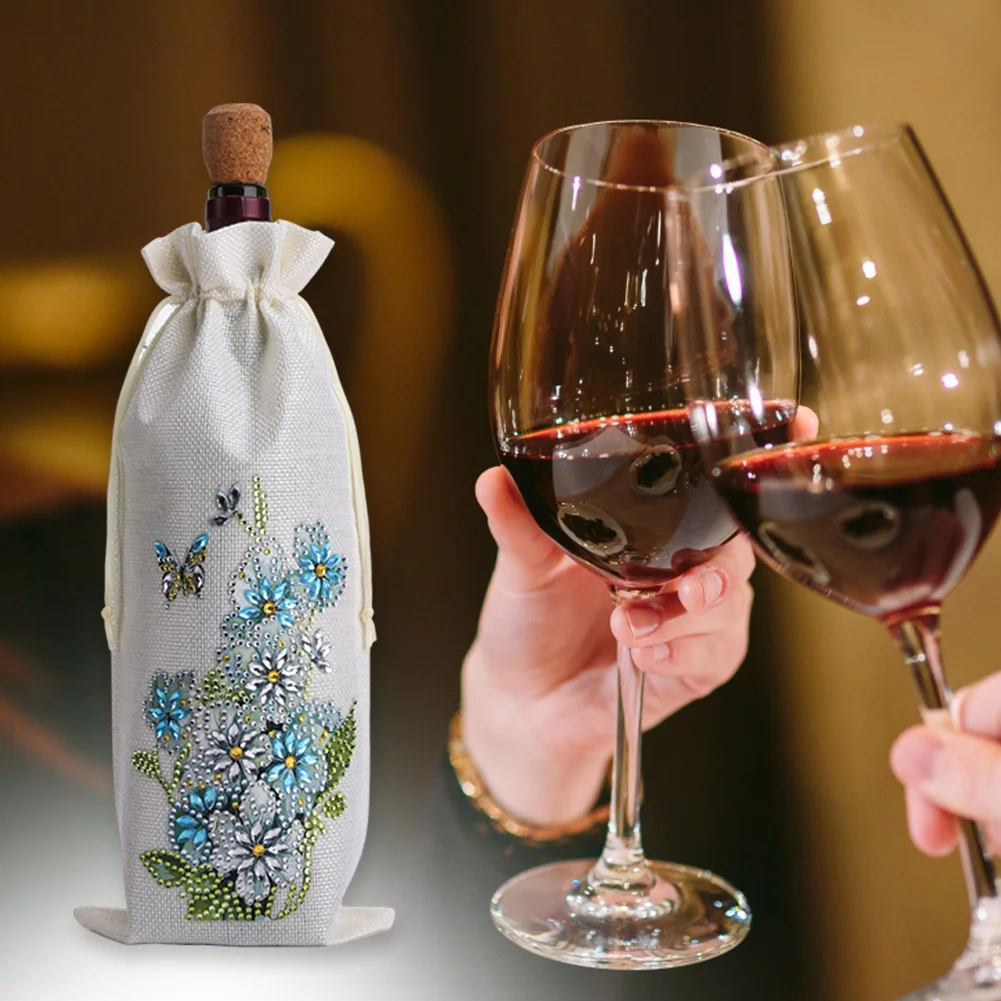DIY Flowers Diamond Painting Wine Bags Creative Diamond Art Liquor Bottle Covers